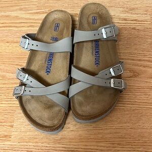 Birkenstock Franca dove gray nubuck soft footbed
